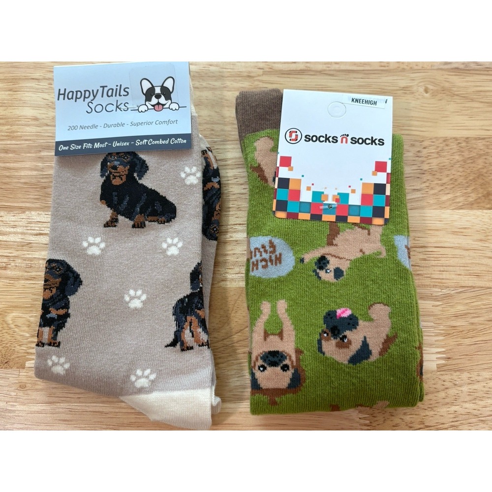 Women's Novelty Socks Dachshund And Bulldog NWT 2 pairs